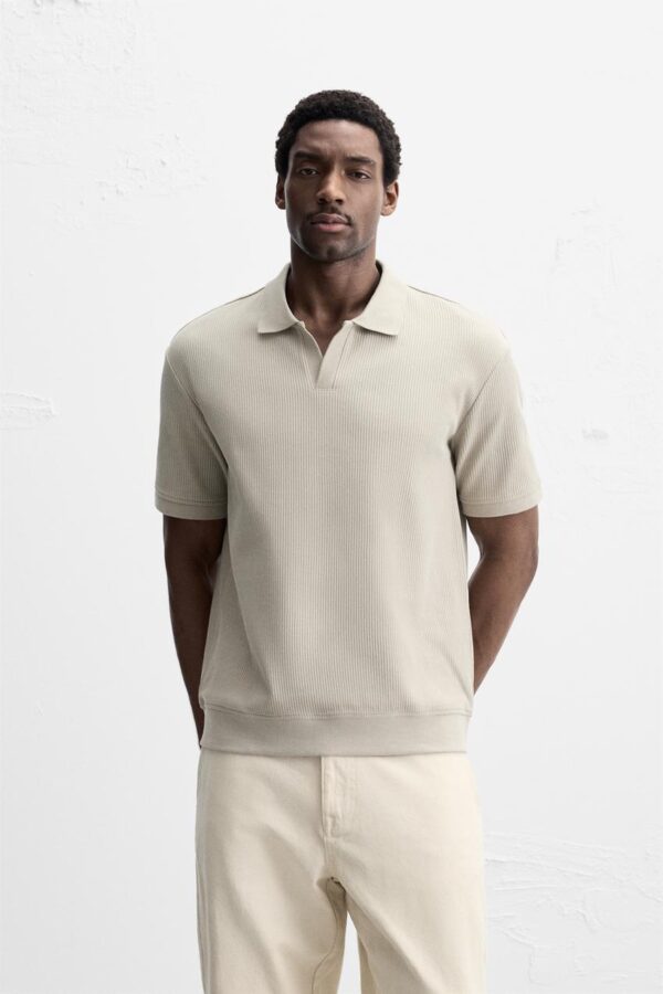 VERTICAL TEXTURED POLO SHIRT - Image 4